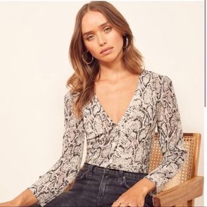 Reformation Jemma Top in Snake Print